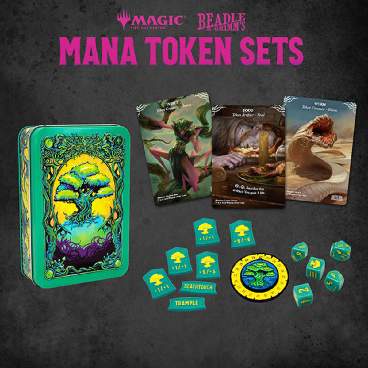 Beadle & Grimm's MTG Green Mana Metal Token Set