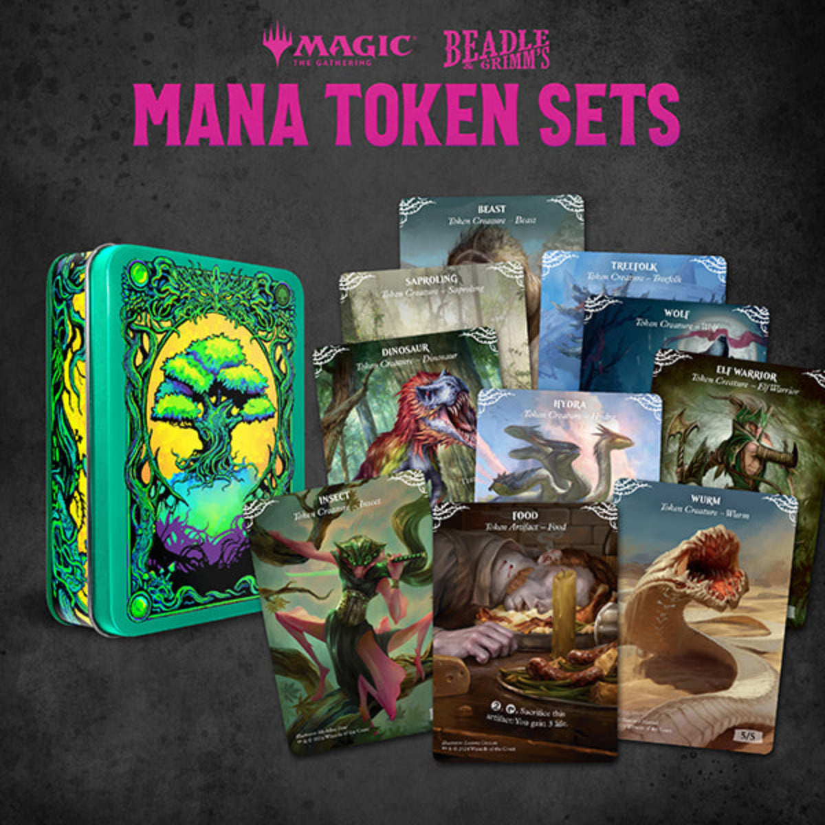 Beadle & Grimm's MTG Green Mana Metal Token Set