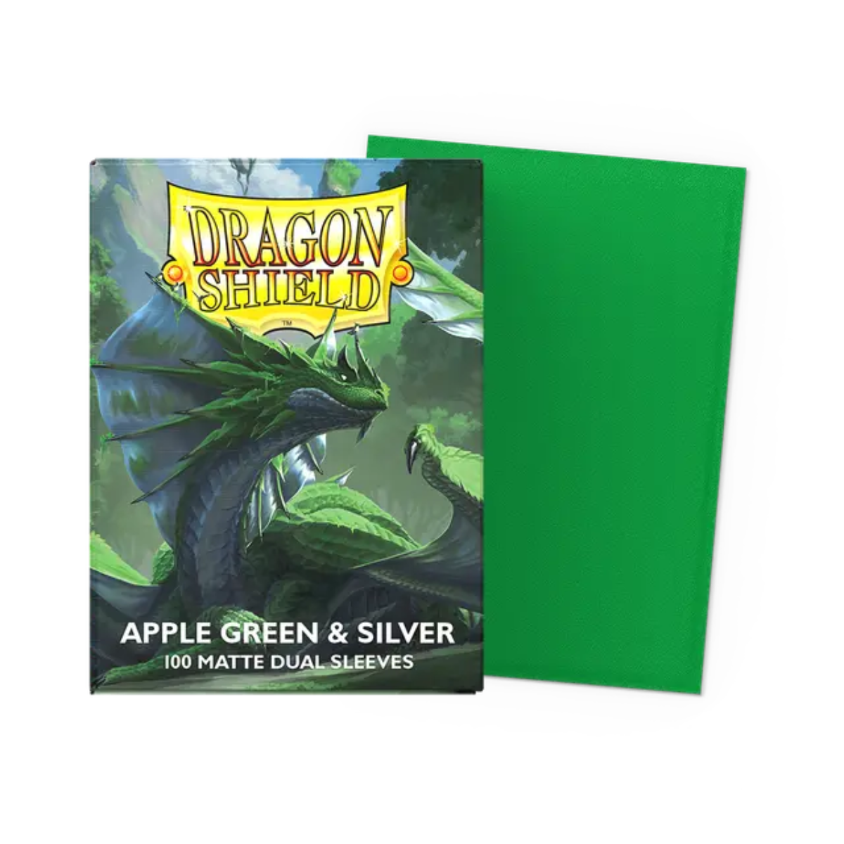 Dragon Shield Game Sleeves 100ct - Matte Dual Apple Green & Silver Standard