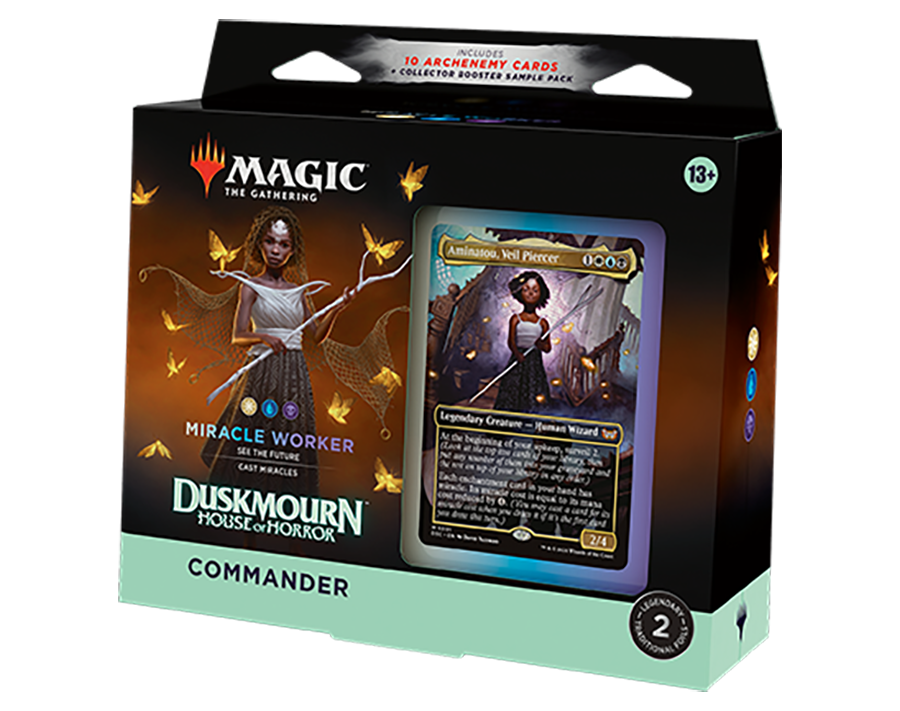 level up mtg cards MTG Duskmourn House of Horrors Miracle Worker Commander Deck