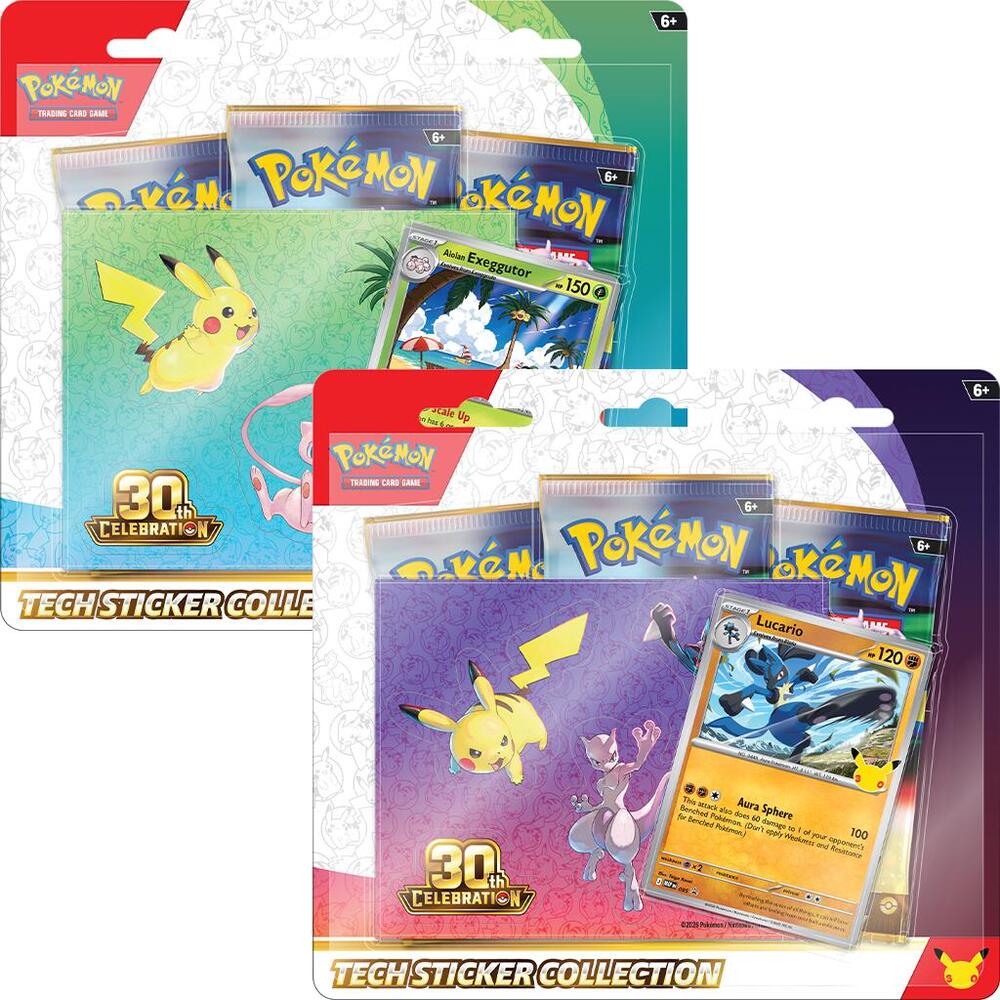 Pokemon 30th Celebration Tech Sticker Collection Set of 2 (Alolan Exeggutor & Lucario)