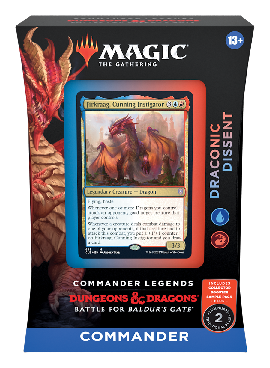 draconic dissent commander deck red blue baldurs gate mtg