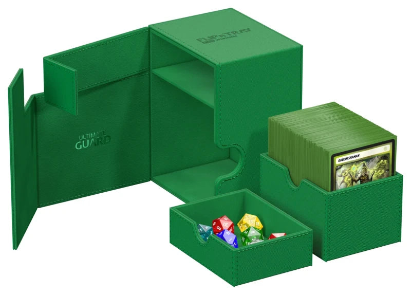 Ultimate Guard Flip n Tray 133 Green Xenoskin Deck Box