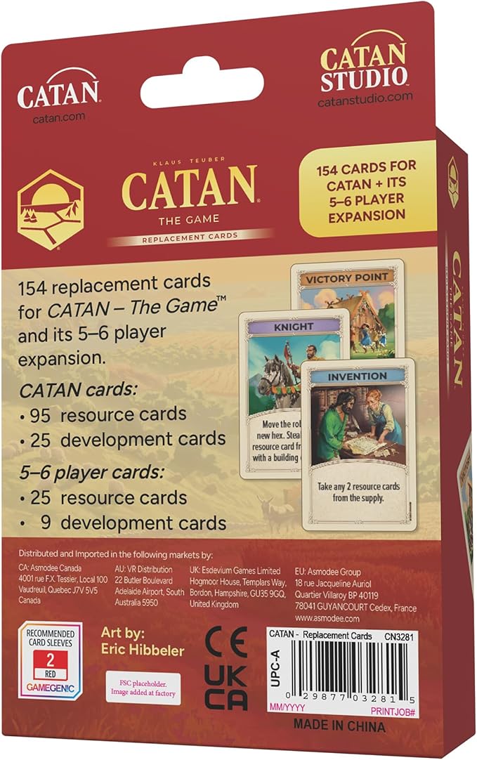 CATAN The Game Replacement Cards (6th edition)