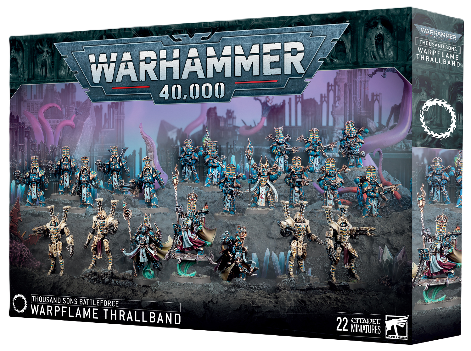 New 2025 Warhammer 40k Thousand Sons Warpflame Thrallband Battleforce box set with unpainted miniatures